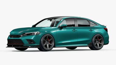 Markasız, jenerik konsept bir arabanın 3 boyutlu çizimi