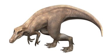 Kahverengi dinozor yan görünümünün 3B görüntüsü