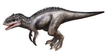 Hareket halindeki bir Carnotaurus dinozorunun tasviri.