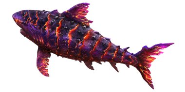 Canlı, ateşli, mor renkli bir köpekbalığı..