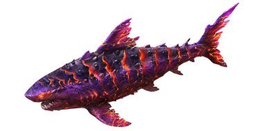 Lav benzeri desenleri olan canlı renkli fantezi köpekbalığı..