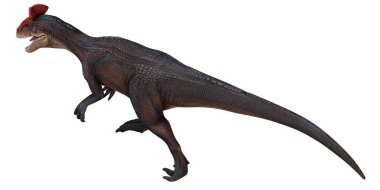 Beyaz arka planda gerçekçi dinozor modeli