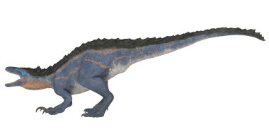 Beyaz arkaplan üzerinde hareket eden dinazor