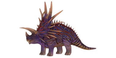 Çarpıcı Boynuzları olan renkli Ceratopsian Dinozoru