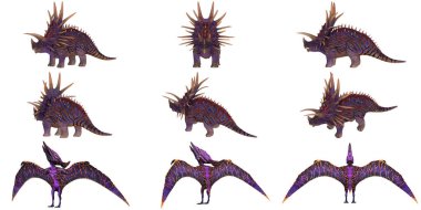 Karmaşık desenli renkli dinozor modelleri