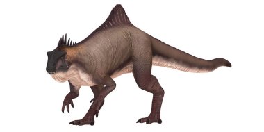 Gerçekçi dinozor beyaz bir arkaplana karşı.