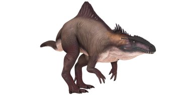 Spinosaurus dinozoru dinamik bir pozisyonda.