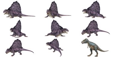 Dimetrodon ve dinozor çizimleri