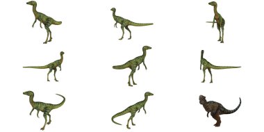 Küçük yeşil dinozor çizimleri koleksiyonu