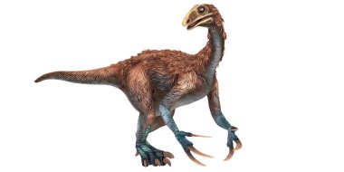 Renkli Therizinosaur dinozor çizimi.