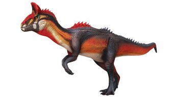 Ayrıntılı dokuları olan renkli dinozor heykeli