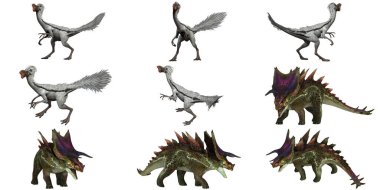 İki farklı dinozor türünün tasviri