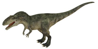 Beyaz arka planda gerçekçi dinozor modeli