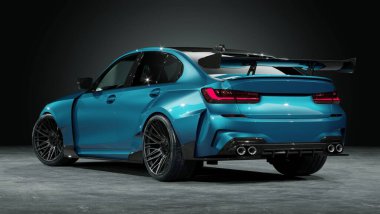 Markasız, jenerik konsept bir arabanın 3 boyutlu çizimi