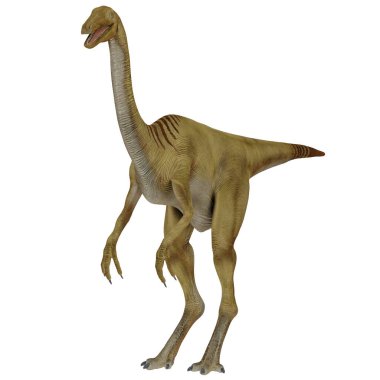 Dinosaur model with long neck and sharp claws.