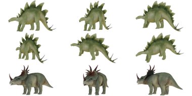 Dinozor modelleri benzersiz özellikler sergiliyor.