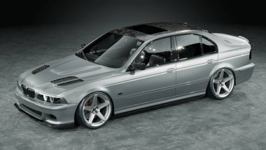 Markasız, jenerik konsept bir arabanın 3 boyutlu çizimi