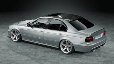 Markasız, jenerik konsept bir arabanın 3 boyutlu çizimi