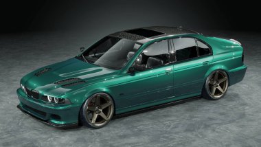 Markasız, jenerik konsept bir arabanın 3 boyutlu çizimi