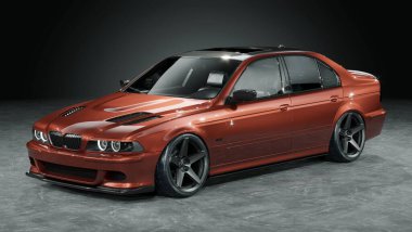 Markasız, jenerik konsept bir arabanın 3 boyutlu çizimi