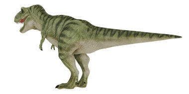 Beyaz arkaplanda gerçekçi Tyrannosaurus rex