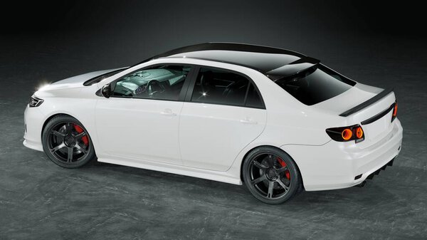 3D rendering of a brand-less generic concept car