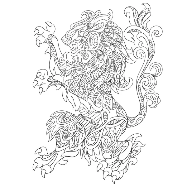 Zentangle estilizado animal león salvaje — Vector de stock