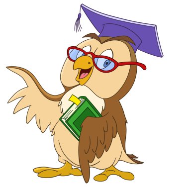 eğitimli karikatür baykuş