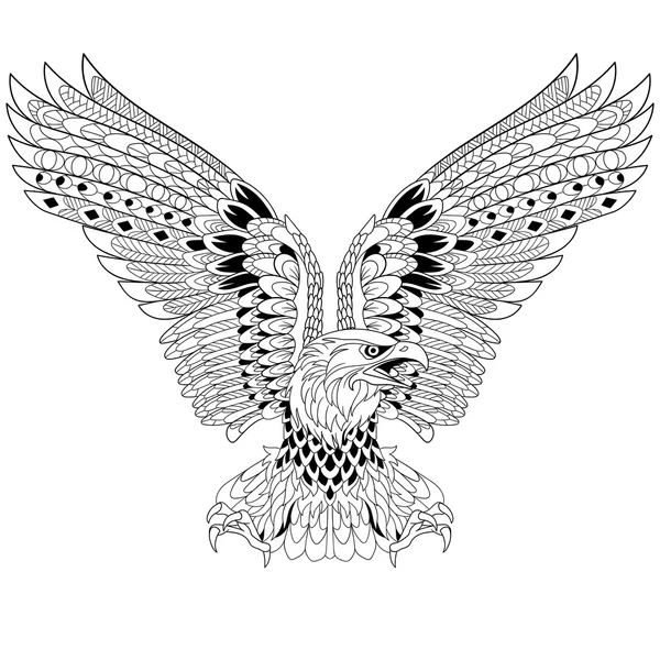 Águila estilizada Zentangle — Vector de stock