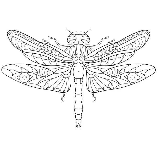 Zentangle stylizované vážka hmyz — Stockový vektor
