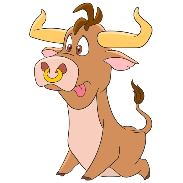 Lindo toro de dibujos animados — Vector de stock