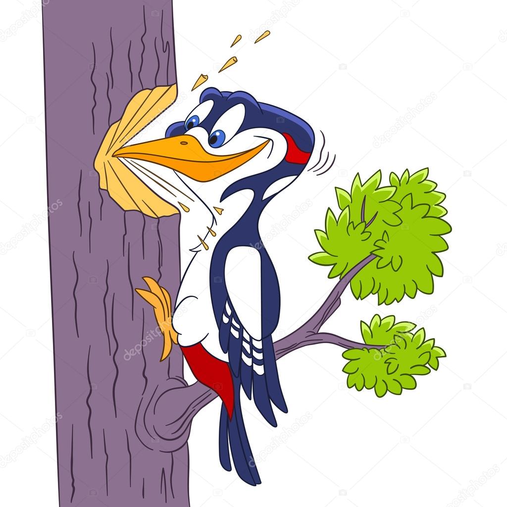 cute cartoon woodpecker
