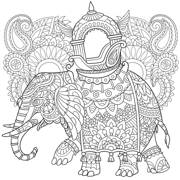 Zentangle elefante estilizado — Vetor de Stock
