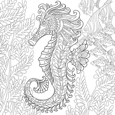 Zentangle stylized seahorse