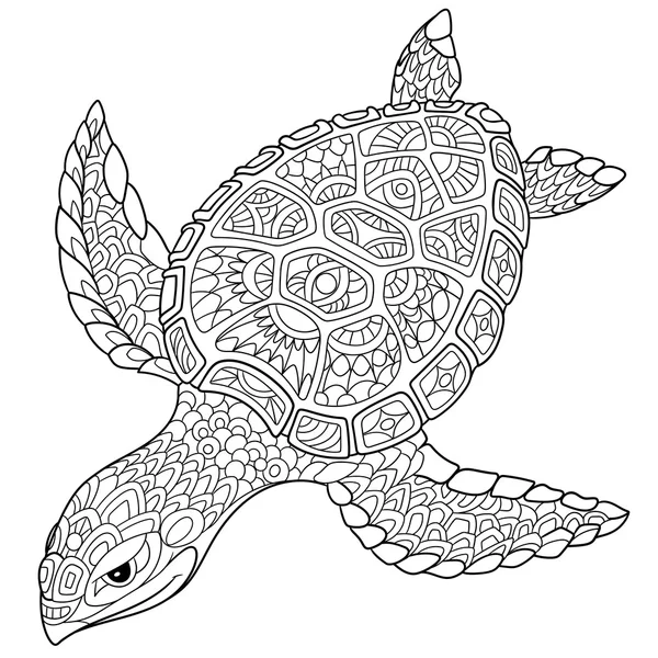 Zentangle стилизованный черепаха — стоковый вектор
