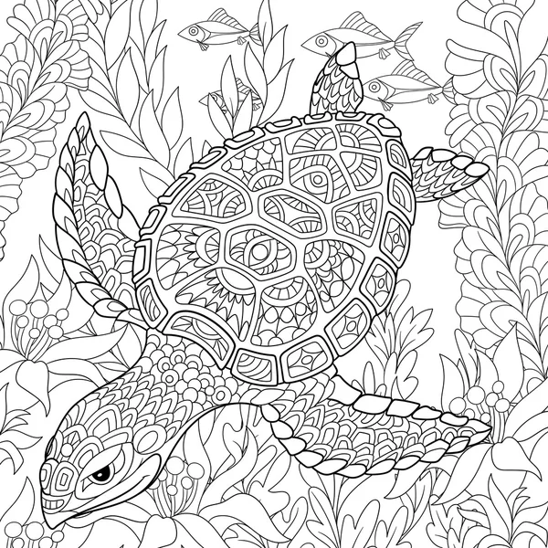 Zentangle stilisierte Schildkröte — Stockvektor