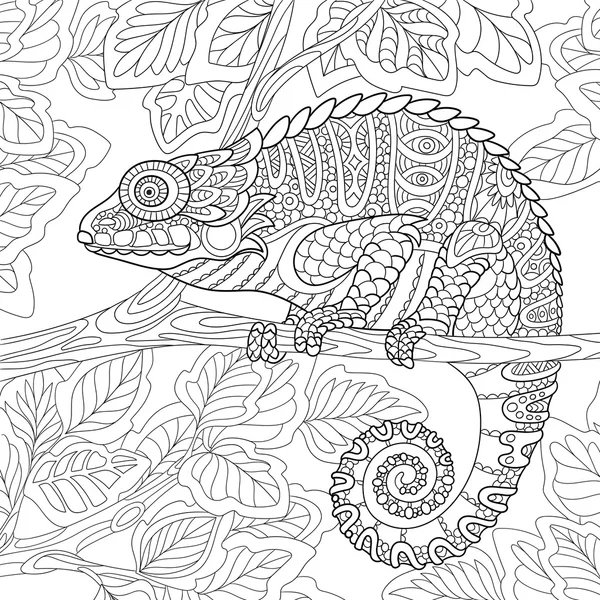 Zentangle stilisiertes Chamäleon — Stockvektor