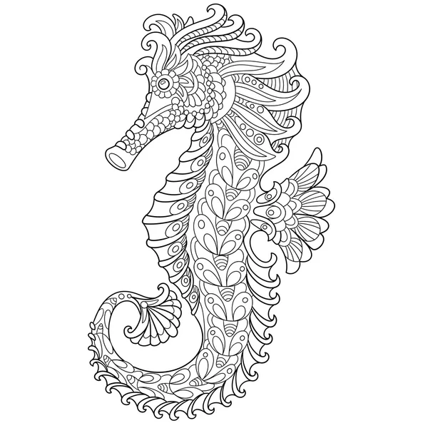 Zentangle stylized seahorse — Stock Vector