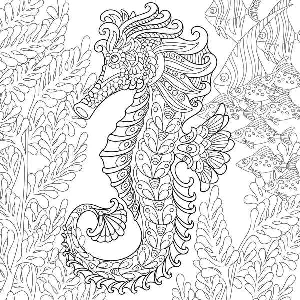 Zentangle stilizált csikóhal — Stock Vector