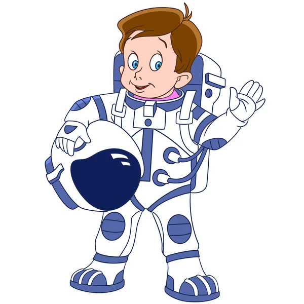 Lindo chico de dibujos animados astronauta — Vector de stock