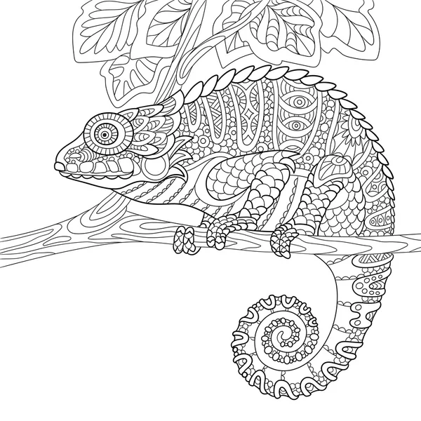 Zentangle gestileerd Chameleon — Stockvector