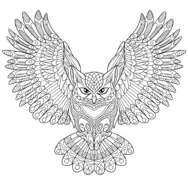 Stilize Zentangle kartal baykuş