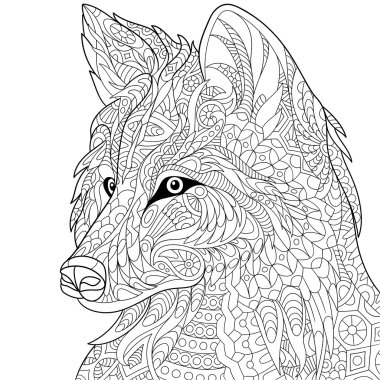 Zentangle stylized wolf