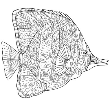 Stilize Zentangle kelebek balık