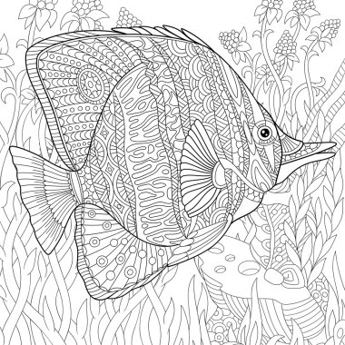 Stilize Zentangle kelebek balık