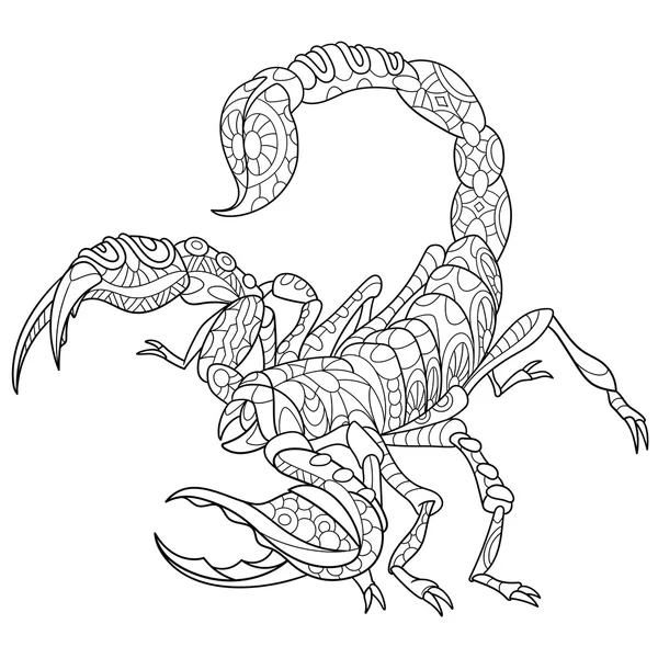 Scorpion stylisé Zentangle — Image vectorielle