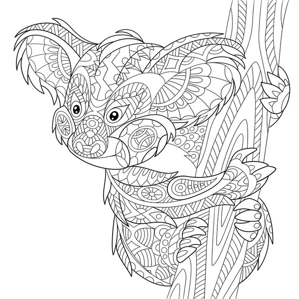 Miś koala stylizowane Zentangle — Wektor stockowy