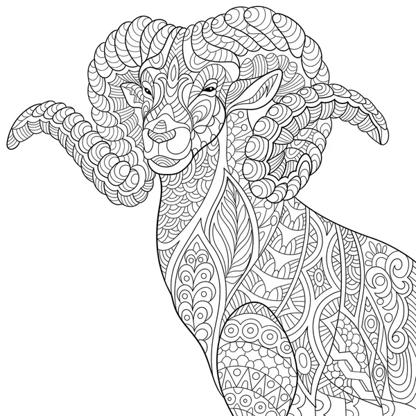 Chèvre stylisée Zentangle — Image vectorielle