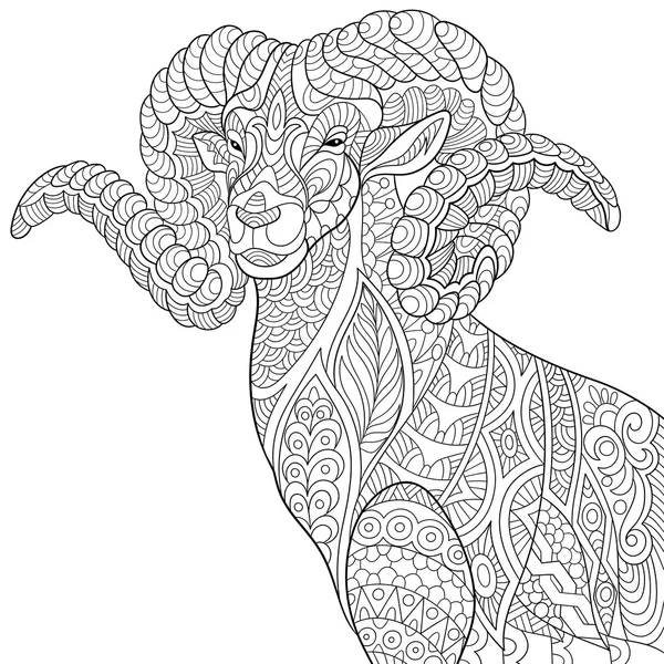 Stylizowane koza Zentangle — Wektor stockowy