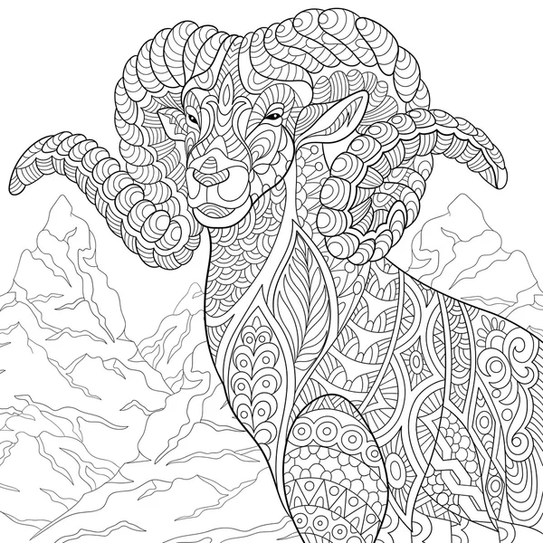 Chèvre stylisée Zentangle — Image vectorielle